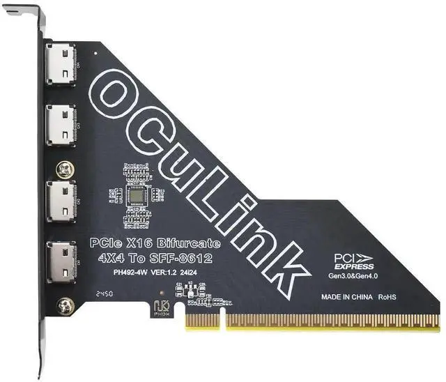 Main image of Vszerda PCIe 4.0 x16 to OCuLink SFF-8612 Adapter Card, SFF-8611 Compatible External Expansion Card for eGPU Dock & NVMe U.2 SSD
