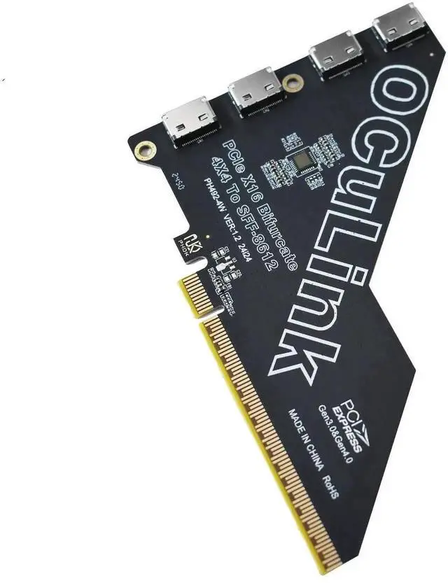 Alt view image 2 of 4 - Vszerda PCIe 4.0 x16 to OCuLink SFF-8612 Adapter Card, SFF-8611 Compatible External Expansion Card for eGPU Dock & NVMe U.2 SSD