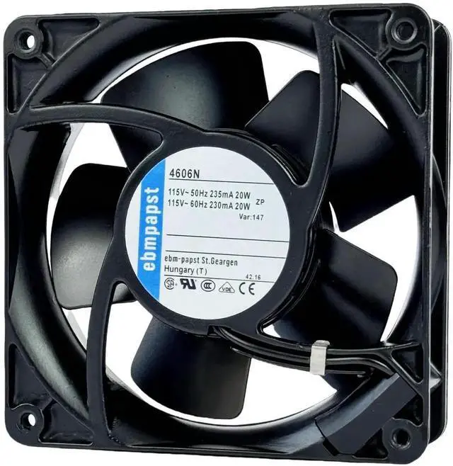 Main image of Vszerda ebmpapst 4606N High Temp Axial Fan, 120×120×38mm AC115V 2950RPM 2-Pin Industrial Cooling Fan