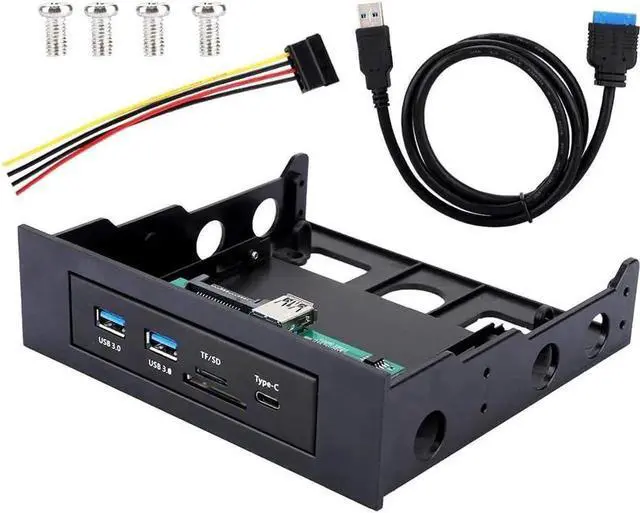 Alt view image 4 of 6 - Vszerda USB 3.1 Front Panel Card Reader with USB-C 3.1 Port, Dual USB 3.0 Ports & SD TF Memory Card Reader for Desktop PC Chassis