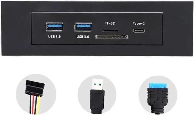 Alt view image 3 of 6 - Vszerda USB 3.1 Front Panel Card Reader with USB-C 3.1 Port, Dual USB 3.0 Ports & SD TF Memory Card Reader for Desktop PC Chassis