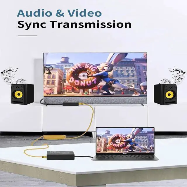 Alt view image 3 of 7 - Vszerda 4K@60Hz HDMI Extender Over Cat5e/Cat6 Up to 120M/395FT, TX+RX with Loop Out & Separate Audio Out, HDCP1.2 EDID Copy