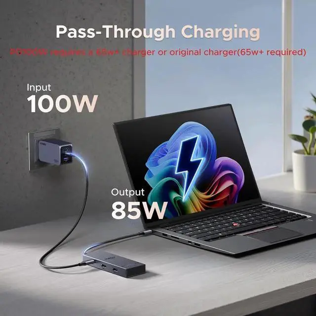 Alt view image 5 of 7 - Vszerda Revodok Pro 7-in-1 USB-C Docking Station, Dual 4K@60Hz HDMI Monitor Hub, 10Gbps USB-A & USB-C, 100W PD Charging Aluminum Dock for HP ThinkPad Dell Laptops