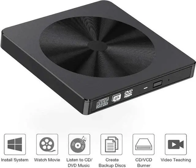 Alt view image 6 of 7 - Vszerda Black USB 3.0 Type-C Slim Portable External CD DVD +/-RW Burner Drive Optical Disc Player Compatible with Mac Laptop Desktop Windows XP Vista 7 8 10 Linux