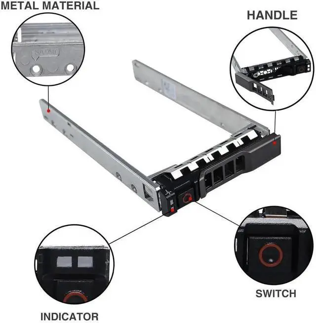 Alt view image 3 of 5 - Vszerda 4 Pack 2.5" SAS SATA Hard Drive Tray Caddy 0G176J G176J Hot Swap SSD HDD Bracket Compatible with Dell PowerEdge R720 R720XD R630 R730 R830 R930 T430 T440 T640 Servers