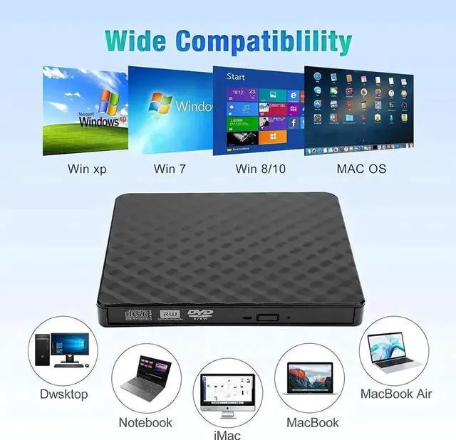 Alt view image 6 of 7 - Vszerda Ultra Slim USB 3.0 Portable External CD DVD RW Burner Reader Writer Compatible with Laptop Desktop PC Windows Mac OS
