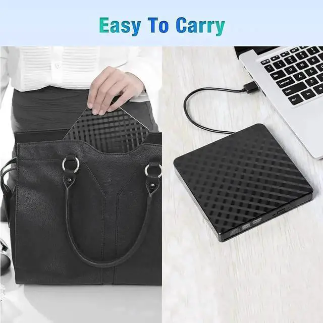 Alt view image 7 of 7 - Vszerda Ultra Slim USB 3.0 Portable External CD DVD RW Burner Reader Writer Compatible with Laptop Desktop PC Windows Mac OS