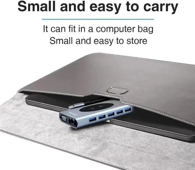 Alt view image 7 of 7 - Vszerda USB C Docking Station with Dual HDMI, 11-in-1 Multiport Dock VGA/5×USB3.0/Gigabit Ethernet/PD Charging/SD TF Card Reader/Audio Jack/Wireless Charger for HP Dell Laptops