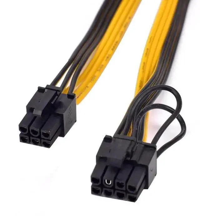 Alt view image 4 of 6 - Vszerda 6 Pack 70cm PCIe 6Pin to 6+2 Pin GPU Power Cable, PCI Express 6/8 Pin Converter Cord for BTC Mining Rigs & Server Graphics Cards