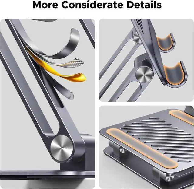 Alt view image 5 of 7 - Vszerda UGREEN Aluminum Dual Rod Tablet Desk Stand Adjustable Multi-Angle Holder Grey Compatible with iPad Pro Air Mini All Models Phones E-Readers