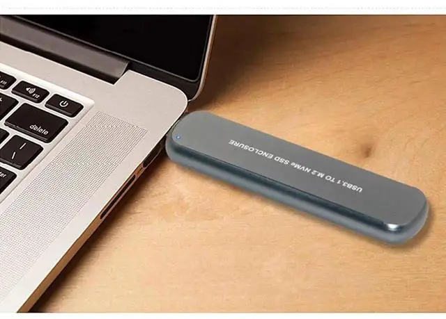 Alt view image 2 of 6 - Vszerda Grey M.2 NVMe SSD Enclosure, USB 3.1 to PCIe External SSD Case Supports 2242/2260/2280 Size M.2 Drives