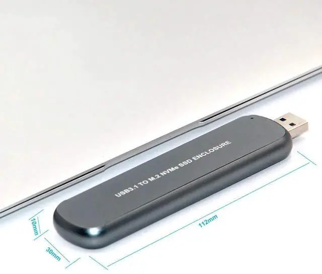 Alt view image 3 of 6 - Vszerda Grey M.2 NVMe SSD Enclosure, USB 3.1 to PCIe External SSD Case Supports 2242/2260/2280 Size M.2 Drives