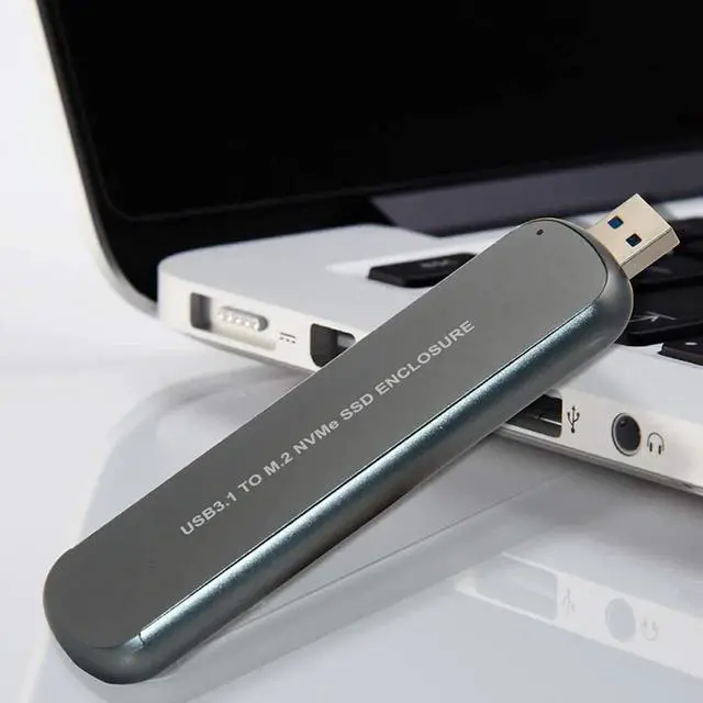 Alt view image 6 of 6 - Vszerda Grey M.2 NVMe SSD Enclosure, USB 3.1 to PCIe External SSD Case Supports 2242/2260/2280 Size M.2 Drives