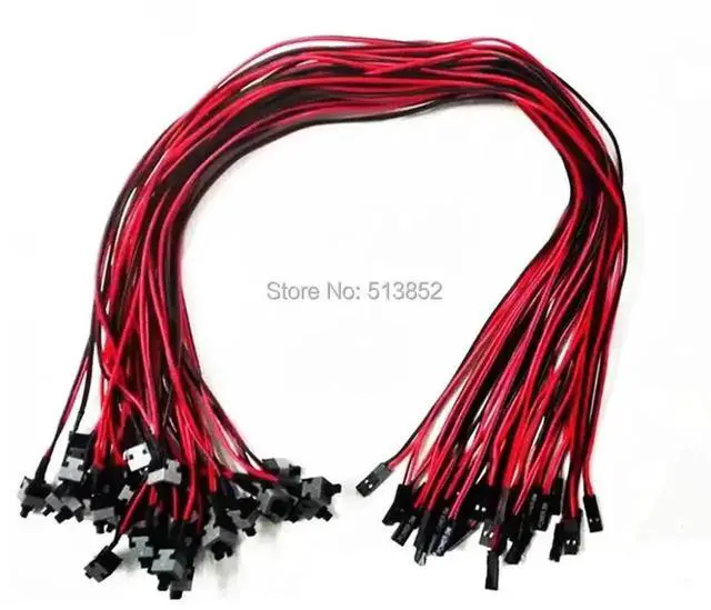 Alt view image 2 of 6 - Vszerda 20PCS PC Motherboard Power & Reset Switch Cable with Button, Desktop On/Off Reset Replacement Kit