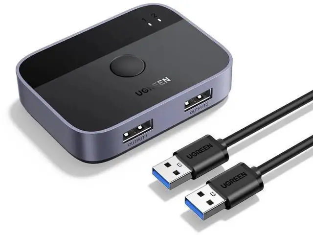 Main image of Vszerda 2-In 2-Out USB 3.0 Switch Selector, 2 Computers Share Keyboard Mouse Printer Scanner Webcam, USB Peripheral Sharing Switcher, Comes with 2 Pack USB 3.0 Connection Cables