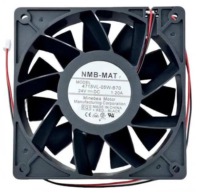 Alt view image 3 of 7 - Vszerda NMB-MAT 4715VL-05W-B70 Industrial Cooling Fan, DC 24V 1.20A, 120×120×38mm 2-Wire Axial Fan for Inverter