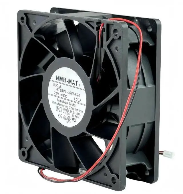 Alt view image 5 of 7 - Vszerda NMB-MAT 4715VL-05W-B70 Industrial Cooling Fan, DC 24V 1.20A, 120×120×38mm 2-Wire Axial Fan for Inverter