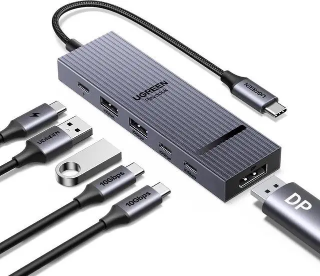 Main image of Revodok Pro 6-in-1 USB-C Multiport Hub, Type-C Dock with 4K@60Hz DisplayPort, 100W PD Pass-Through, 10Gbps USB-A & USB-C 3.2 Gen2 Data Ports, Compatible with MacBook Pro/Air, iPad Pro, ThinkPad