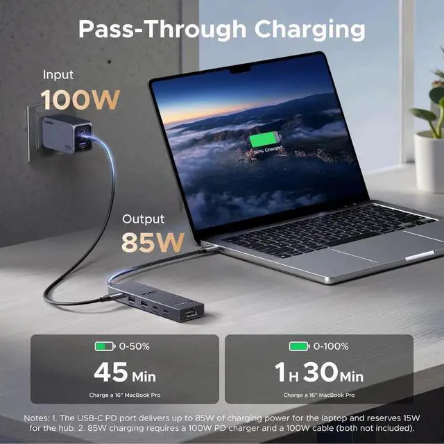 Alt view image 2 of 7 - Revodok Pro 6-in-1 USB-C Multiport Hub, Type-C Dock with 4K@60Hz DisplayPort, 100W PD Pass-Through, 10Gbps USB-A & USB-C 3.2 Gen2 Data Ports, Compatible with MacBook Pro/Air, iPad Pro, ThinkPad