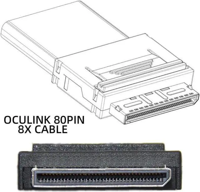 Alt view image 2 of 3 - Vszerda 100cm Active OCuLink Splitter Cable, SFF-8611 8x 8-Lane Male to Dual SFF-8643 HD 4x Male PCIe Data Cable for NVMe SSD Server Storage