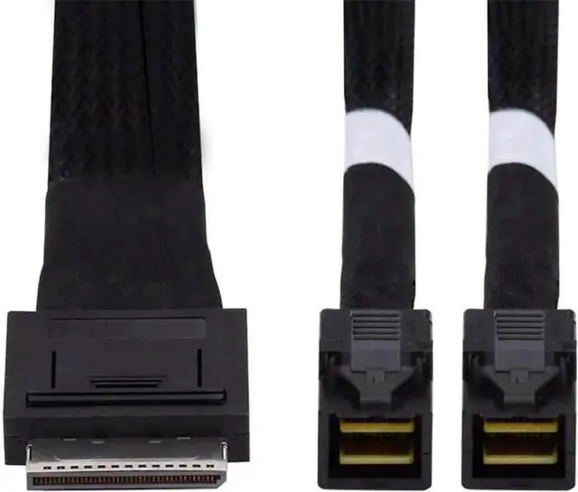 Main image of Vszerda 100cm Active OCuLink Splitter Cable, SFF-8611 8x 8-Lane Male to Dual SFF-8643 HD 4x Male PCIe Data Cable for NVMe SSD Server Storage