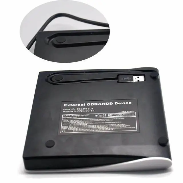 Alt view image 3 of 6 - Vszerda Slim White USB 3.0 External DVD RW CD Burner Optical Drive Compatible with Mac Notebook Desktop PC Windows 7/8/10