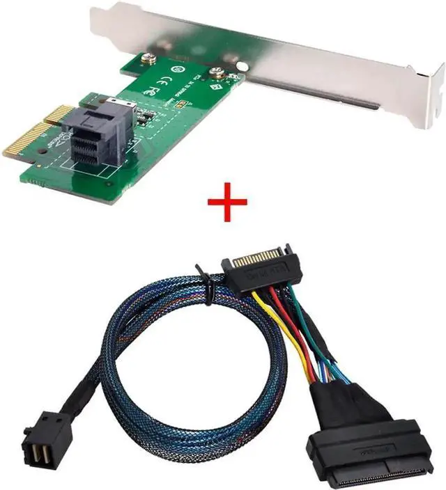 Main image of Vszerda PCIe 3.0/4.0 x4 to SFF-8643 Mini SAS HD Adapter Card with SFF-8643 to SFF-8639 U.2 NVMe Cable, Motherboard Storage Expansion Kit for 2.5 U.2 PCIe NVMe SSD