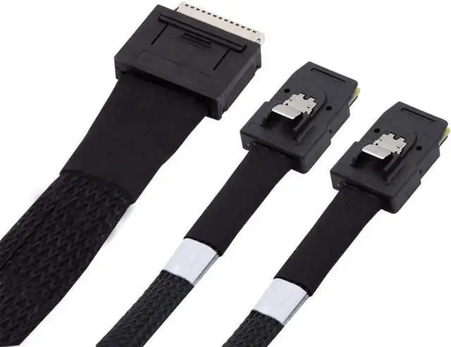 Main image of Vszerda OCuLink SFF-8611 x8 to Dual SFF-8087 x4 Active Cable, PCIe 8-Lane to 2 Mini SAS Internal SSD Data Cord, 100cm/3.3FT for Server RAID Storage Backplane