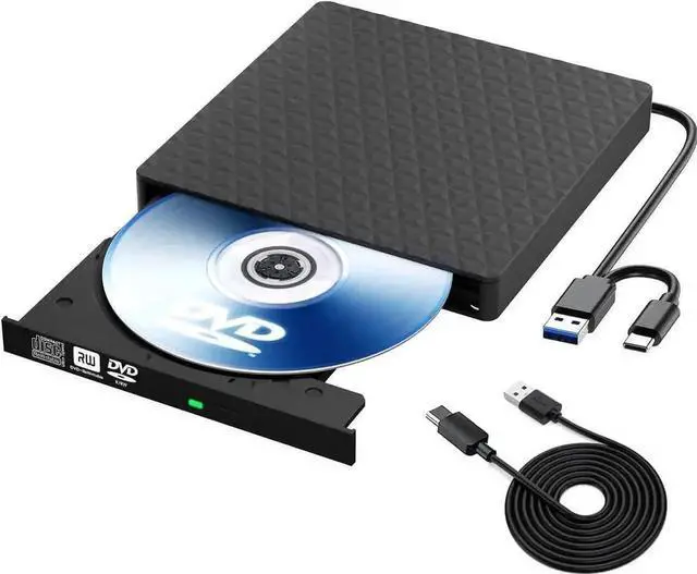 Main image of Vszerda Slim Portable External CD DVD Drive USB 3.0 Type-C Optical RW Burner Reader Compatible with MacBook Laptop PC Windows Mac Linux