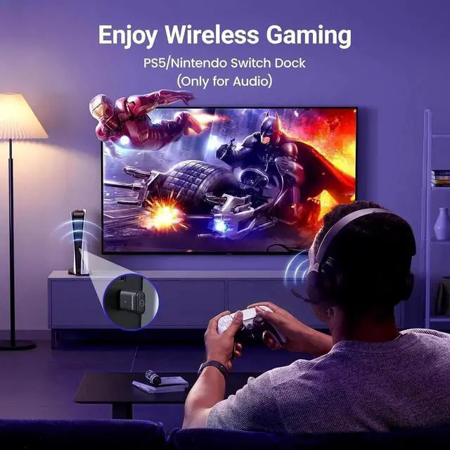 Alt view image 3 of 7 - Vszerda USB-C Bluetooth 5.3 Audio Transmitter Adapter for PS5, Supports aptX Low Latency & aptX Adaptive, Connect Wireless Headphones Earbuds