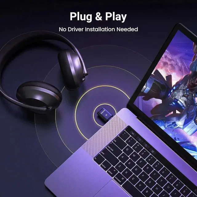 Alt view image 6 of 7 - Vszerda USB-C Bluetooth 5.3 Audio Transmitter Adapter for PS5, Supports aptX Low Latency & aptX Adaptive, Connect Wireless Headphones Earbuds