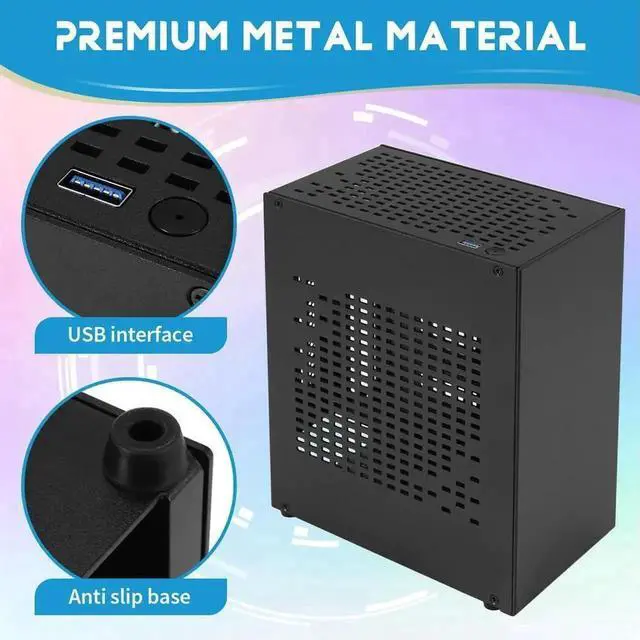Alt view image 2 of 3 - Vszerda A07 Full Aluminum Mini ITX HTPC Chassis, USB 3.0 SFF PC Case with PCIe GPU Riser Extension Cable