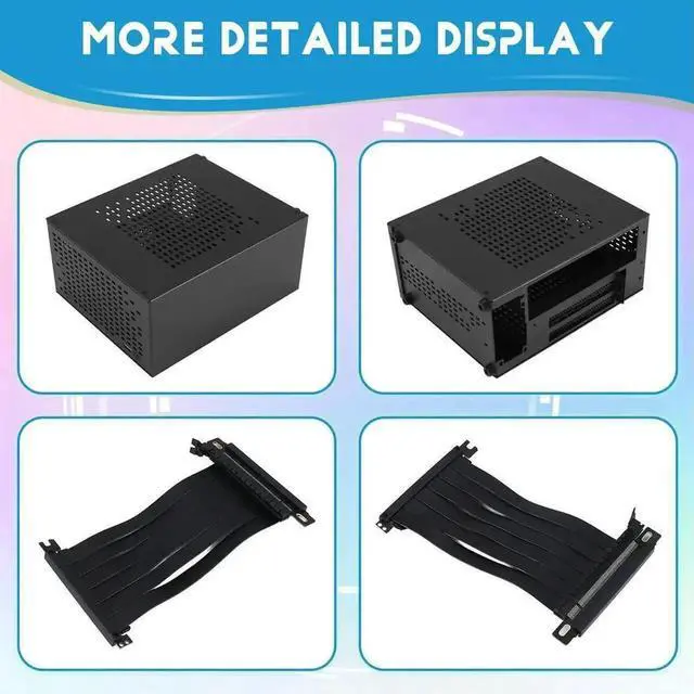 Alt view image 3 of 3 - Vszerda A07 Full Aluminum Mini ITX HTPC Chassis, USB 3.0 SFF PC Case with PCIe GPU Riser Extension Cable