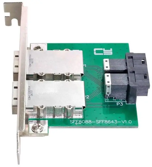 Alt view image 3 of 7 - Vszerda Mini SAS SFF-8088 External to Dual SFF-8643 HD Internal Storage Adapter Card with Full Height Bracket for Server RAID