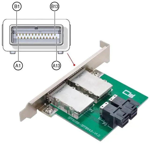 Alt view image 5 of 7 - Vszerda Mini SAS SFF-8088 External to Dual SFF-8643 HD Internal Storage Adapter Card with Full Height Bracket for Server RAID