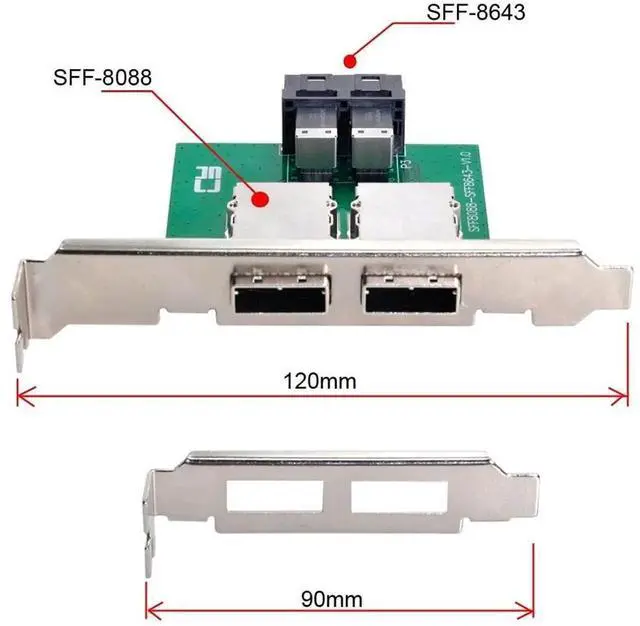 Alt view image 7 of 7 - Vszerda Mini SAS SFF-8088 External to Dual SFF-8643 HD Internal Storage Adapter Card with Full Height Bracket for Server RAID