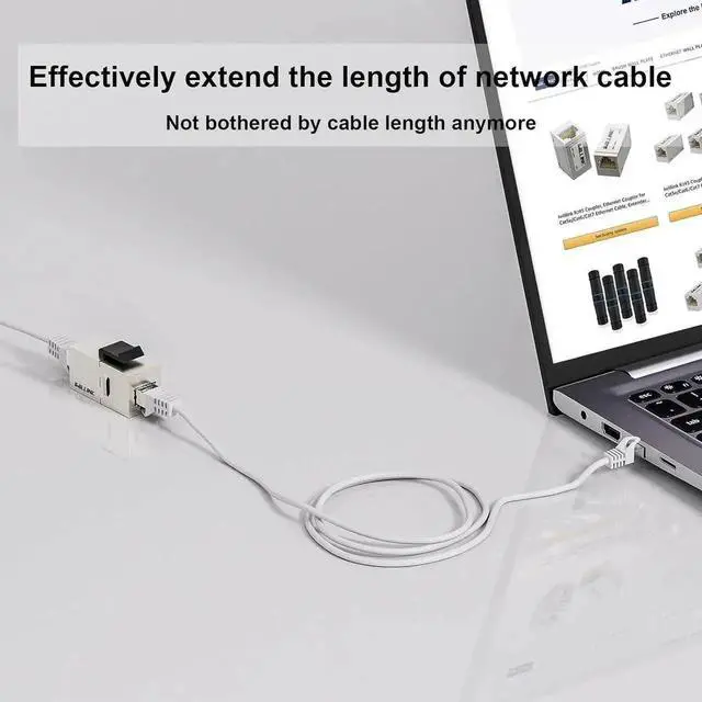 Alt view image 4 of 7 - 25 Pack Shielded Cat7 RJ45 Keystone Coupler Insert, 10Gbps STP Female to Female Ethernet Keystone Jack Extender Adapter, Compatible with Cat5e/Cat6/Cat6A/Cat7 Network Cables for Wall Plate Patch Panel