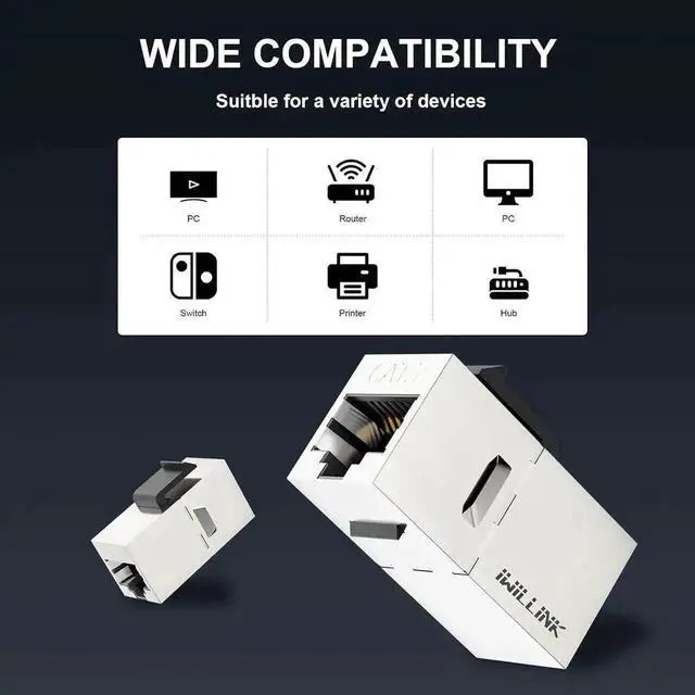 Alt view image 7 of 7 - 25 Pack Shielded Cat7 RJ45 Keystone Coupler Insert, 10Gbps STP Female to Female Ethernet Keystone Jack Extender Adapter, Compatible with Cat5e/Cat6/Cat6A/Cat7 Network Cables for Wall Plate Patch Panel