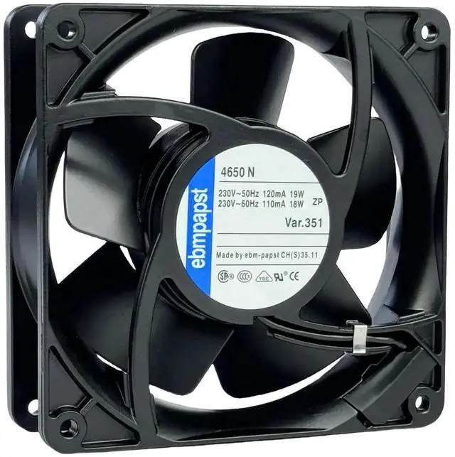 Alt view image 3 of 7 - Vszerda ebmpapst 4650N All Metal High Temp Axial Fan, AC230V 0.12A 120×120×38mm 2-Pin Cooling Fan
