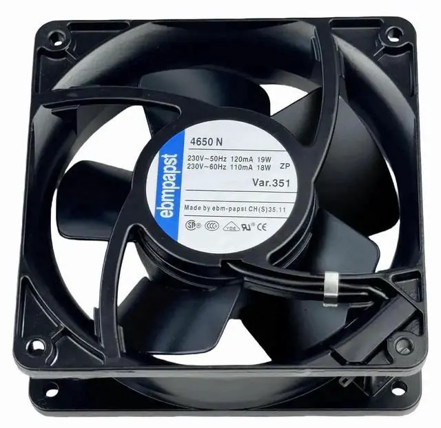 Alt view image 5 of 7 - Vszerda ebmpapst 4650N All Metal High Temp Axial Fan, AC230V 0.12A 120×120×38mm 2-Pin Cooling Fan