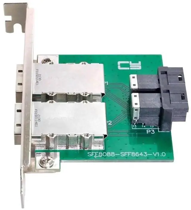 Alt view image 2 of 7 - Vszerda External Mini SAS SFF-8088 to Dual Internal SFF-8643 Mini SAS HD Adapter Card with Full Height Bracket, Server RAID Storage Signal Converter for Multi HDD SSD Array Expansion