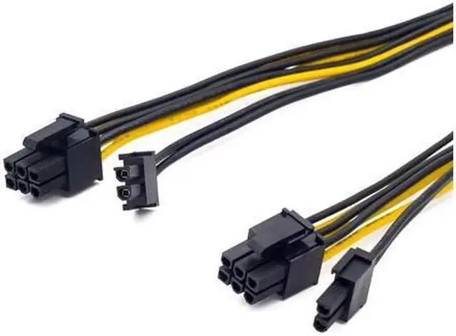 Alt view image 5 of 5 - Vszerda PCIe 8Pin Male to Dual 8(6+2)Pin Male GPU Splitter Power Cable, 20cm VGA Power Extension Cord for BTC Mining Rig