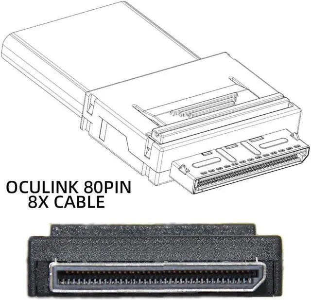 Alt view image 2 of 3 - Vszerda OCuLink SFF-8611 8x 8-Lane to Dual SFF-8643 Mini SAS HD Active Cable, PCIe 4.0 Retimer Storage Cable, 100CM Internal Server NVMe SSD Splitter Cord