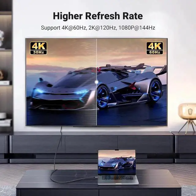 Alt view image 4 of 7 - Vszerda 10FT UGREEN USB-C to HDMI Cable 4K@60Hz, Thunderbolt 3/4 Compatible Type-C to HDMI Cord for iPhone 17 Pro Max MacBook iPad XPS Galaxy S25 Steam Deck