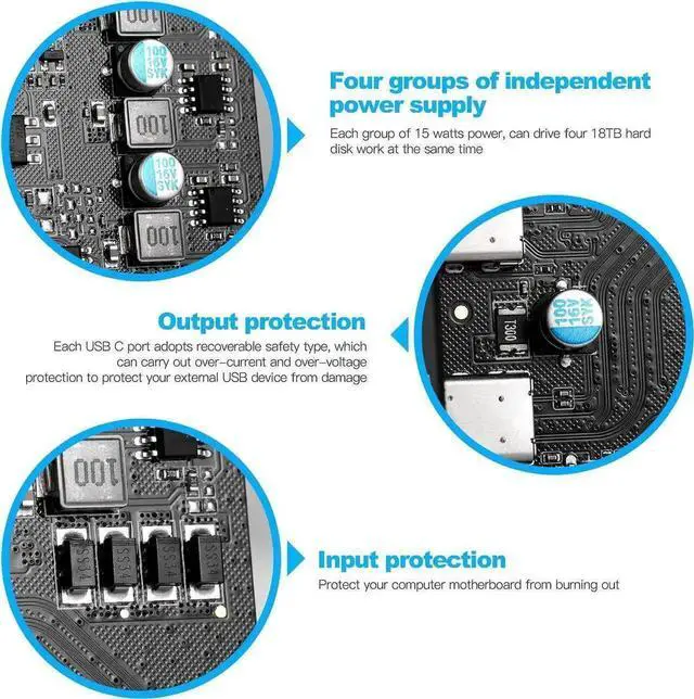 Alt view image 2 of 5 - PCIe Gen3 x2 USB 3.2 Gen2 Expansion Card with ASM3142 Chip, PCI Express to 4-Port USB-C Internal Hub Controller Adapter, 10Gbps Super Speed, Supports Multiple INs for Desktop PC Windows & Linux