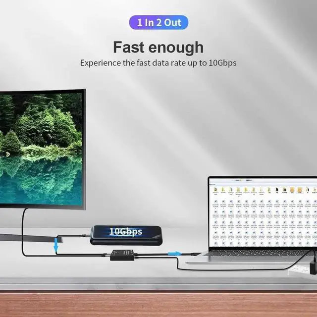 Alt view image 4 of 7 - Vszerda Bi-Directional USB-C 3.1 Switch 8K@30Hz 4K@120Hz, 100W PD Charging & 10Gbps Data Transfer Multi-Function Type-C Splitter Converter