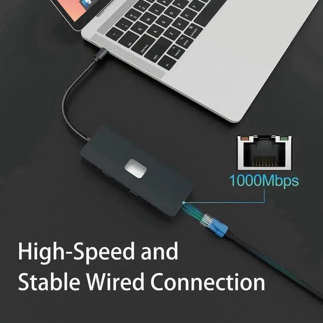 Alt view image 5 of 7 - Vszerda 11-in-1 Triple Display USB C Docking Station, Multiport Laptop Hub with 4K HDMI, VGA, DP, 3×10Gbps USB3.2, Gigabit Ethernet, 100W PD Charging, SD & TF Card Reader for Type-C Laptops