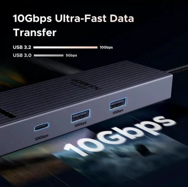 Alt view image 2 of 7 - Revodok Pro 6 in 1 USB C Multiport Hub, Gigabit Ethernet Dock with 4K@60Hz HDMI, 100W PD Pass-Through Charging, 10Gbps USB-A & USB-C 3.2 Data Ports for MacBook M1/M2/M3, iPad, iPhone 16 Pro/Pro