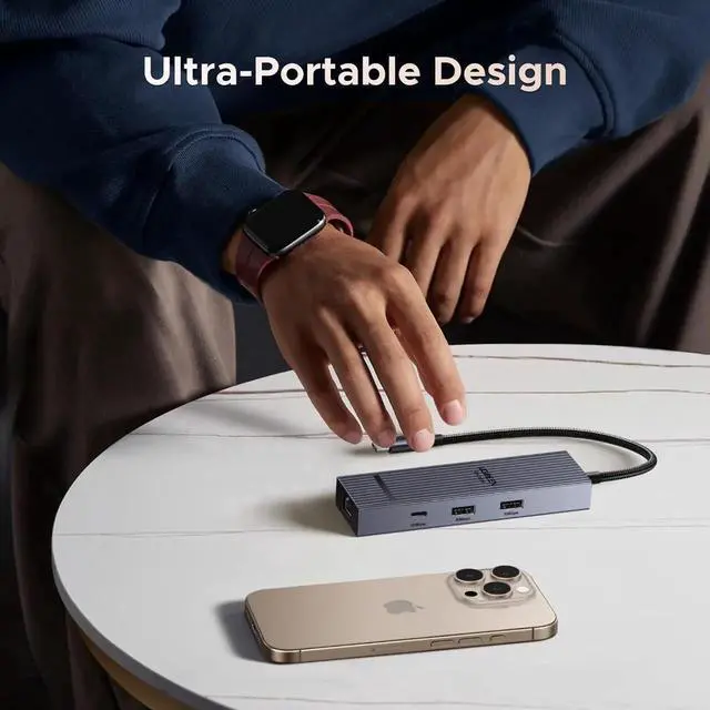 Alt view image 6 of 7 - Revodok Pro 6 in 1 USB C Multiport Hub, Gigabit Ethernet Dock with 4K@60Hz HDMI, 100W PD Pass-Through Charging, 10Gbps USB-A & USB-C 3.2 Data Ports for MacBook M1/M2/M3, iPad, iPhone 16 Pro/Pro