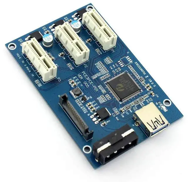 Alt view image 2 of 7 - Vszerda PCIe 1X to 3 PCIe 1X Slots Riser Card, Mini ITX External 3-Port PCIe Port Multiplier Adapter